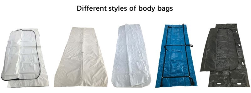 Different styles of body bags Different styles of body bags